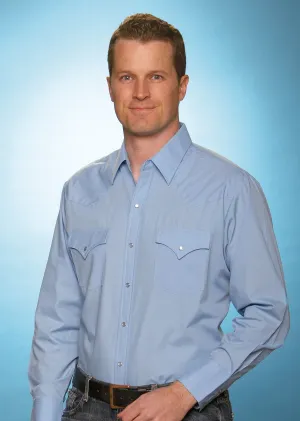 Ely & Walker Mens Solid Light Blue Western Shirt L/S Poly/Cotton Tall On-the-Go Look Ely & Walker Mens Solid Light Blue Western Shirt L/S Poly/Cotton Tall Team Building Stretch Material