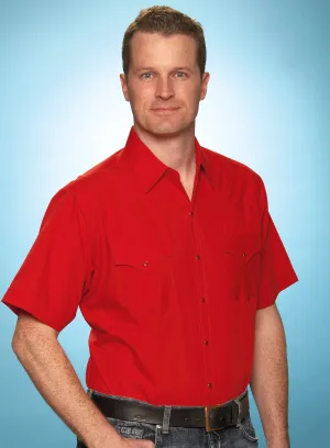 Ely & Walker Mens Solid Red Western Shirt S/S Poly/Cotton Tall Comfort collar Versatile Outfit Year-Round Favorite Ely & Walker Mens Solid Red Western Shirt S/S Poly/Cotton Tall