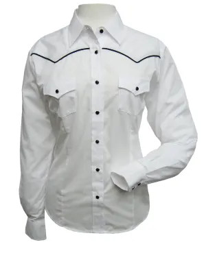 Ely & Walker Womens Solid White Western Shirt L/S Poly/Cotton Eco Friendly Ely & Walker Womens Solid White Western Shirt L/S Poly/Cotton Patterned Texture Trendy Vibes