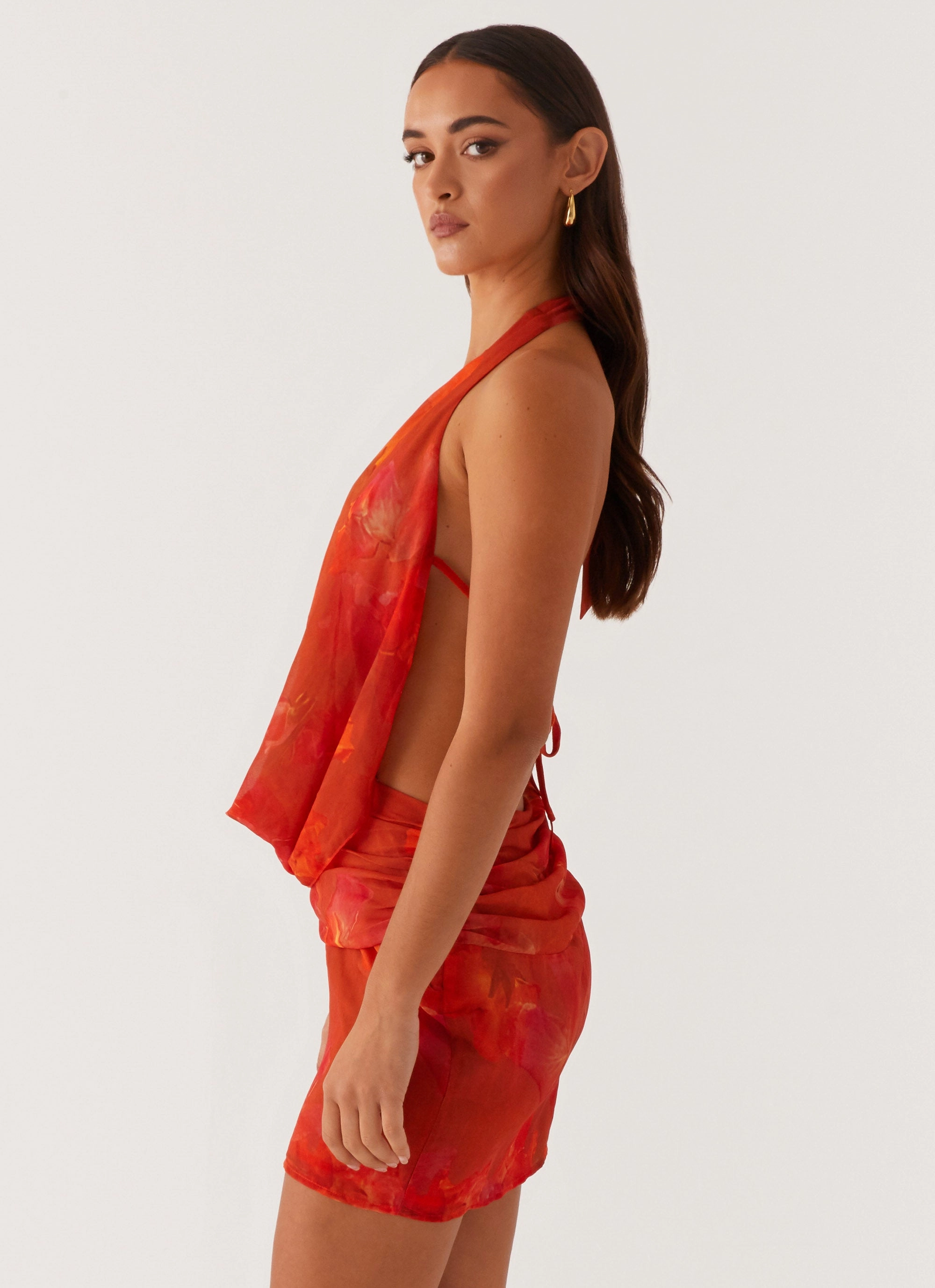 Breathable wear Elysia Chiffon Mini Dress - Amber