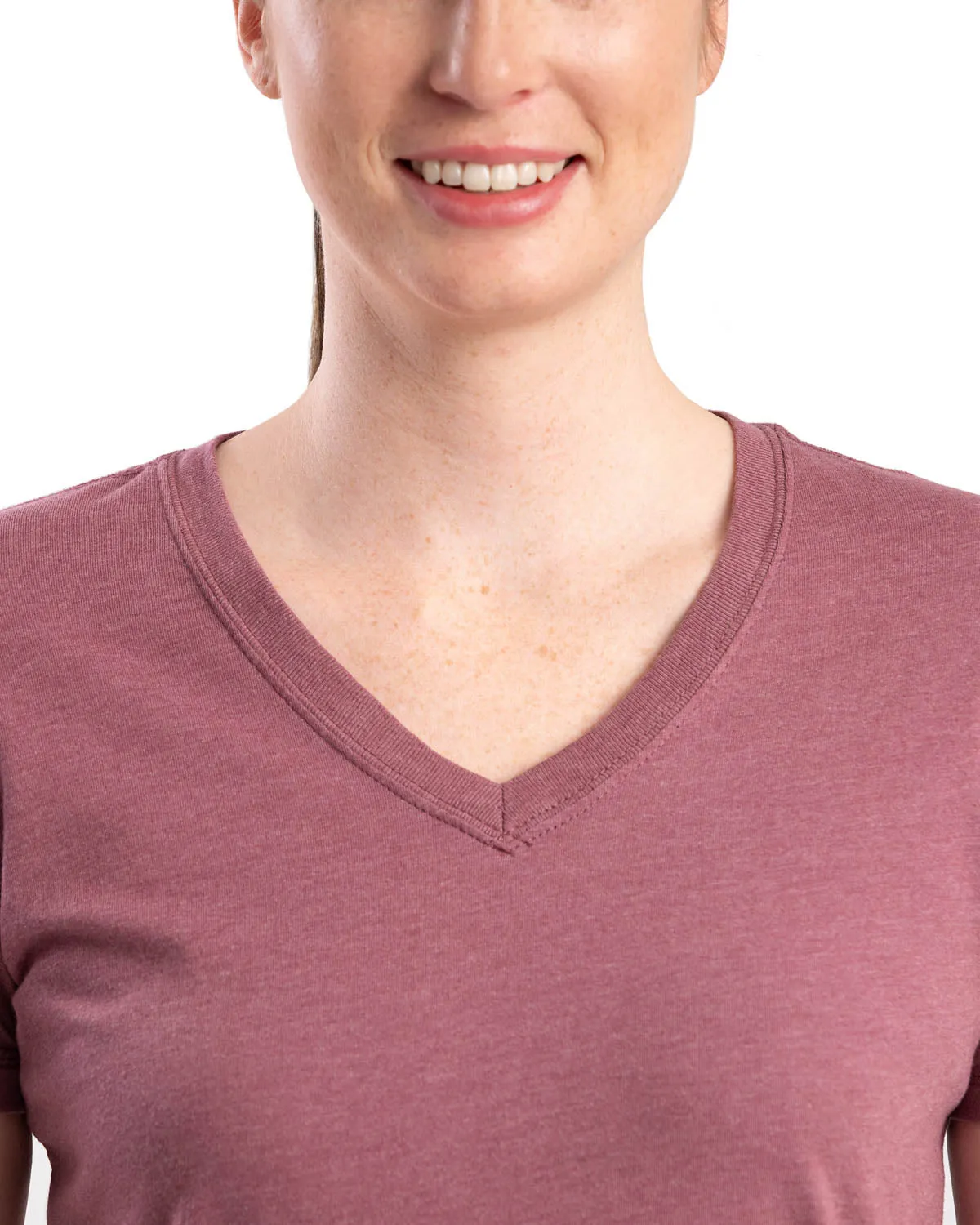 Berne Mauve Cotton Blend Ladies Lightweight Performance V-Neck S/S Comfy Wear Active Design