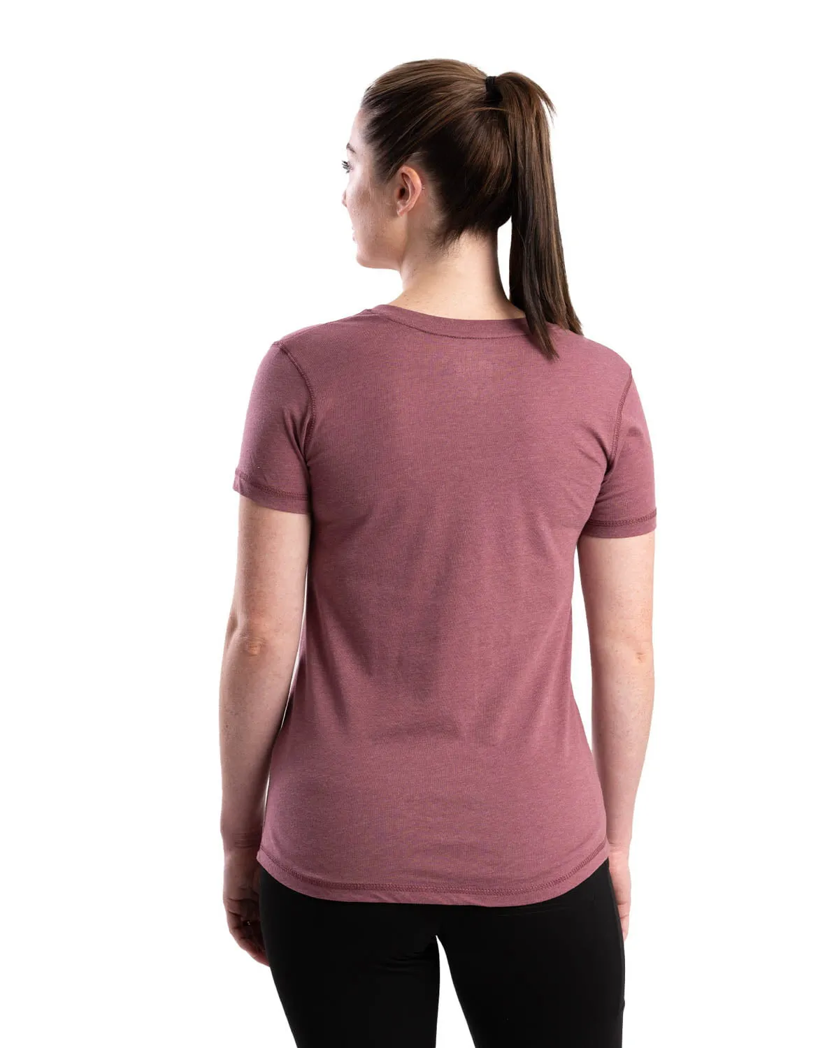 Classic Color Casual Layer Berne Mauve Cotton Blend Ladies Lightweight Performance V-Neck S/S