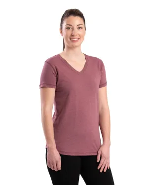 Embellished Neckline Berne Mauve Cotton Blend Ladies Lightweight Performance V-Neck S/S Iconic look Berne Mauve Cotton Blend Ladies Lightweight Performance V-Neck S/S