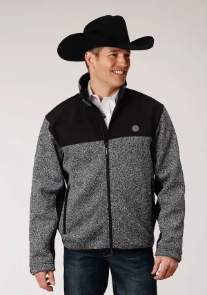 Travel Friendly Roper Mens Charcoal/Black Polyester Sweater Softshell Jacket