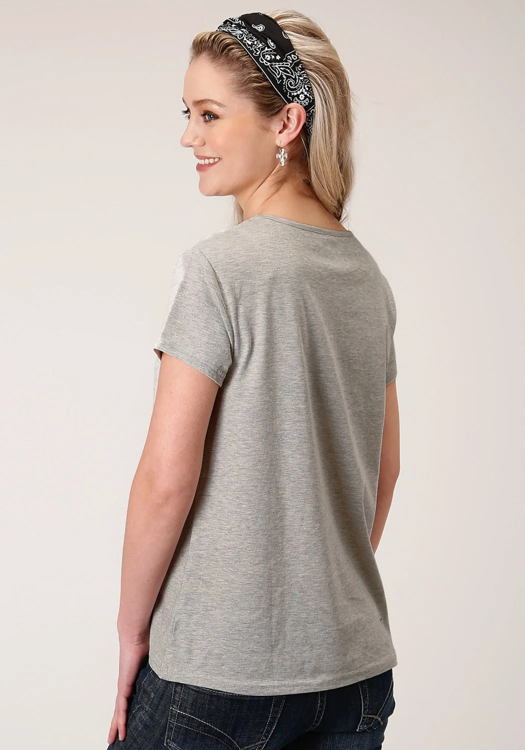 Timeless Piece Roper Womens Grey Poly/Rayon Wild And Free S/S T-Shirt