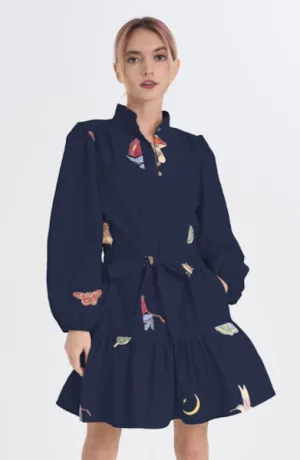 Embroidered Parkscape Mini Dress in Navy Stylish picks Embroidered Parkscape Mini Dress in Navy Chic Layered Wear Harmonious Layers