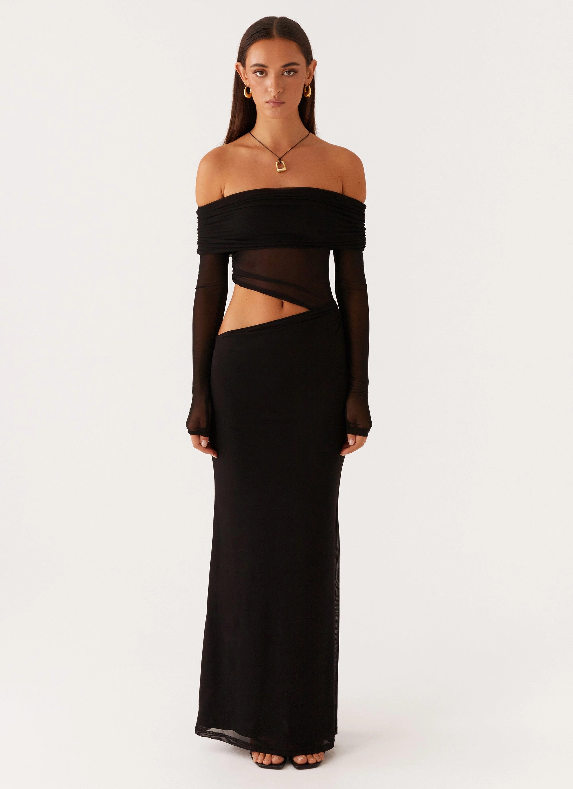 Pop Texture Relaxed fit wear Emery Maxi Dress - Black
