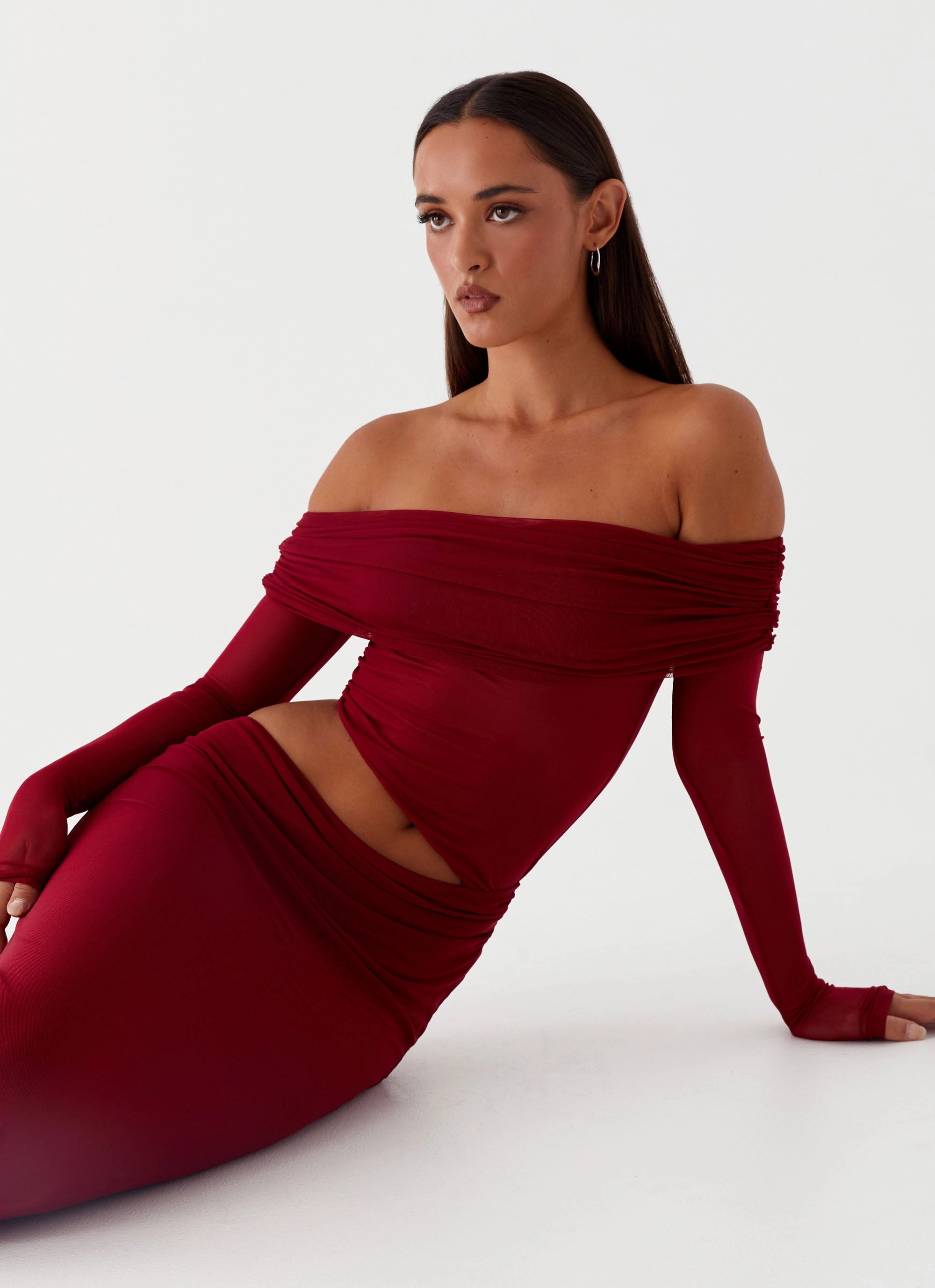Emery Maxi Dress - Cherry Red Tailored Fit Layer Base