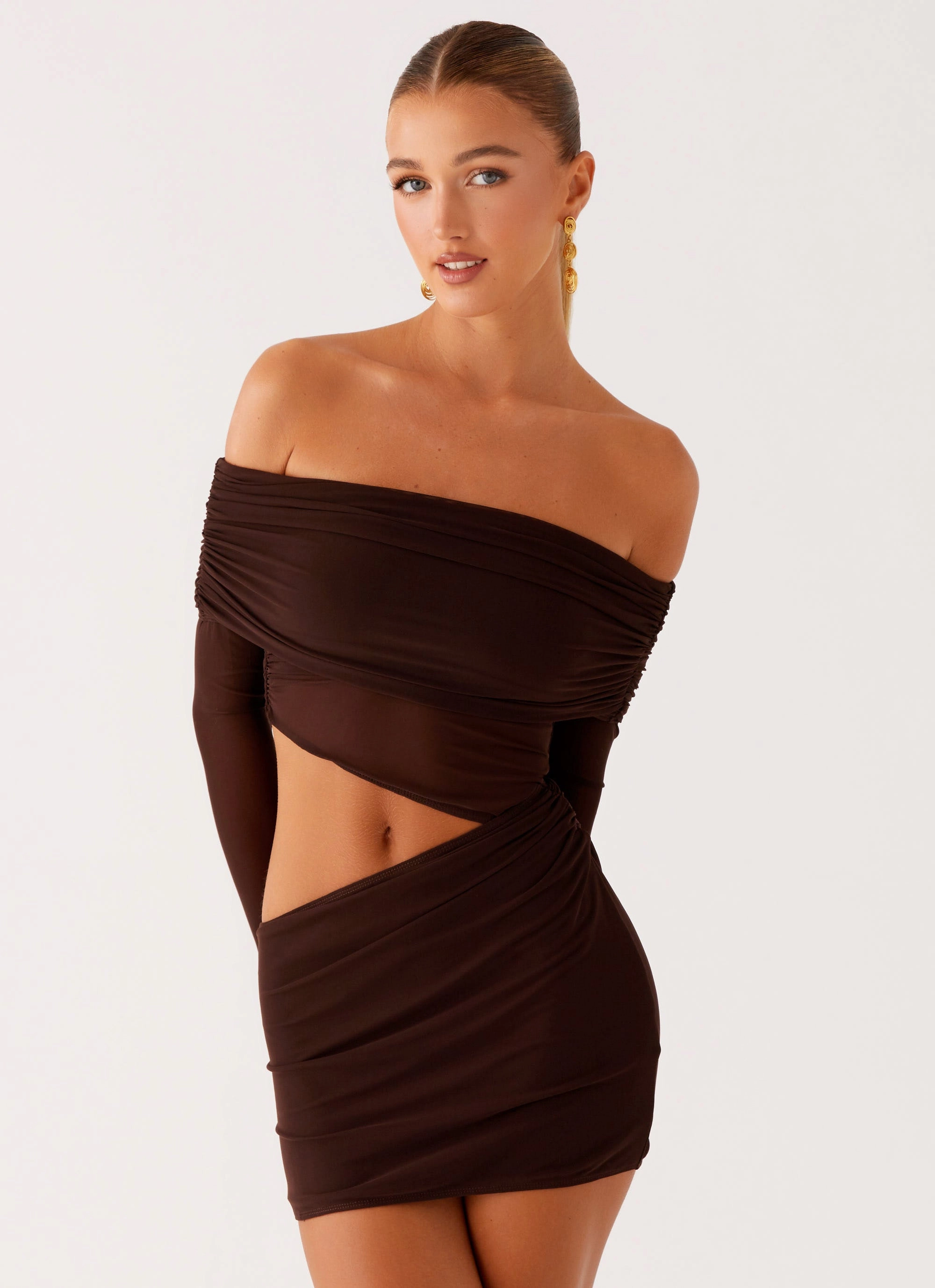 Comfy Look Emery Mini Dress - Chocolate