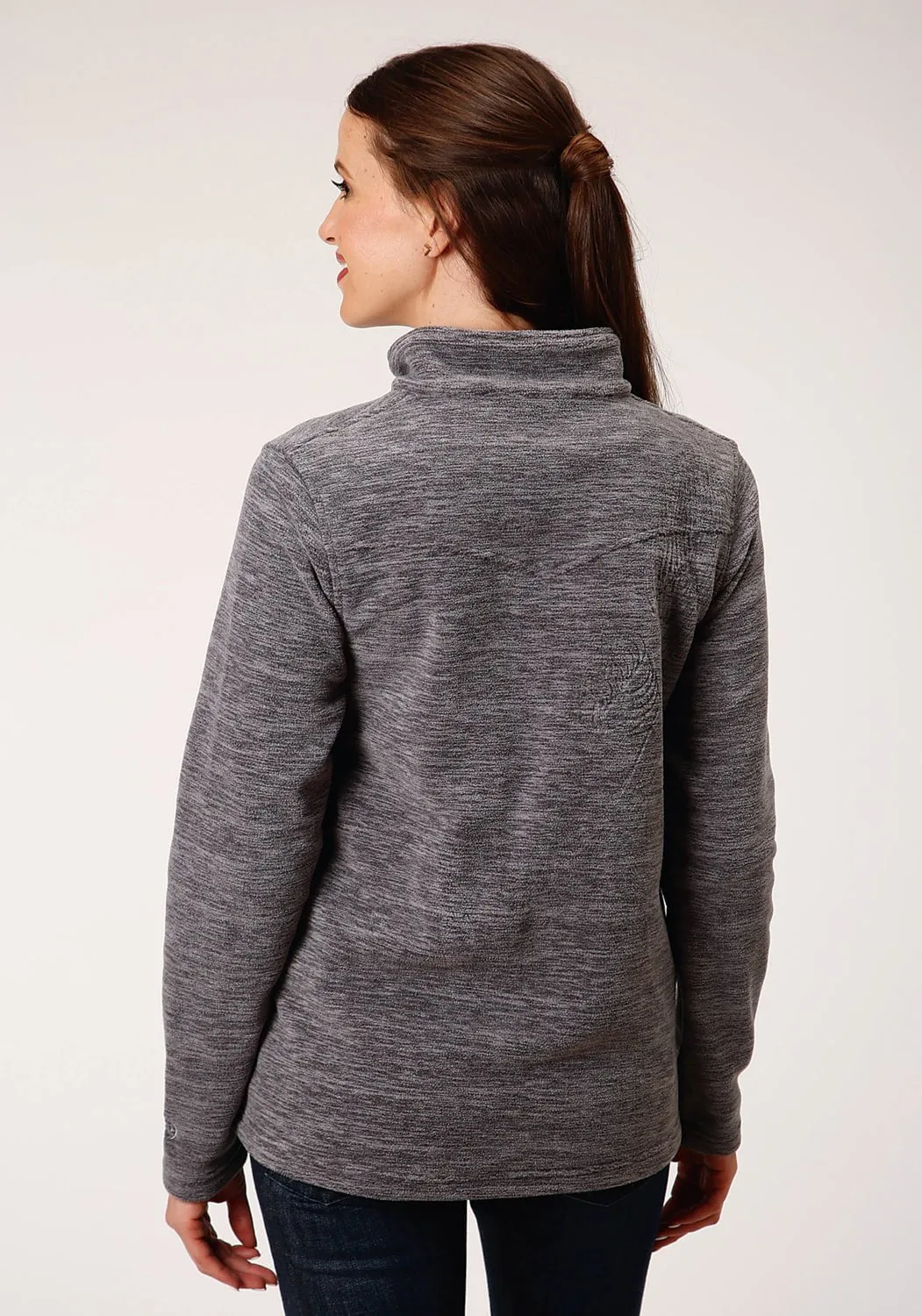 Timeless Wear Roper Womens Melange Grey Polyester Micro Fleece Jacket