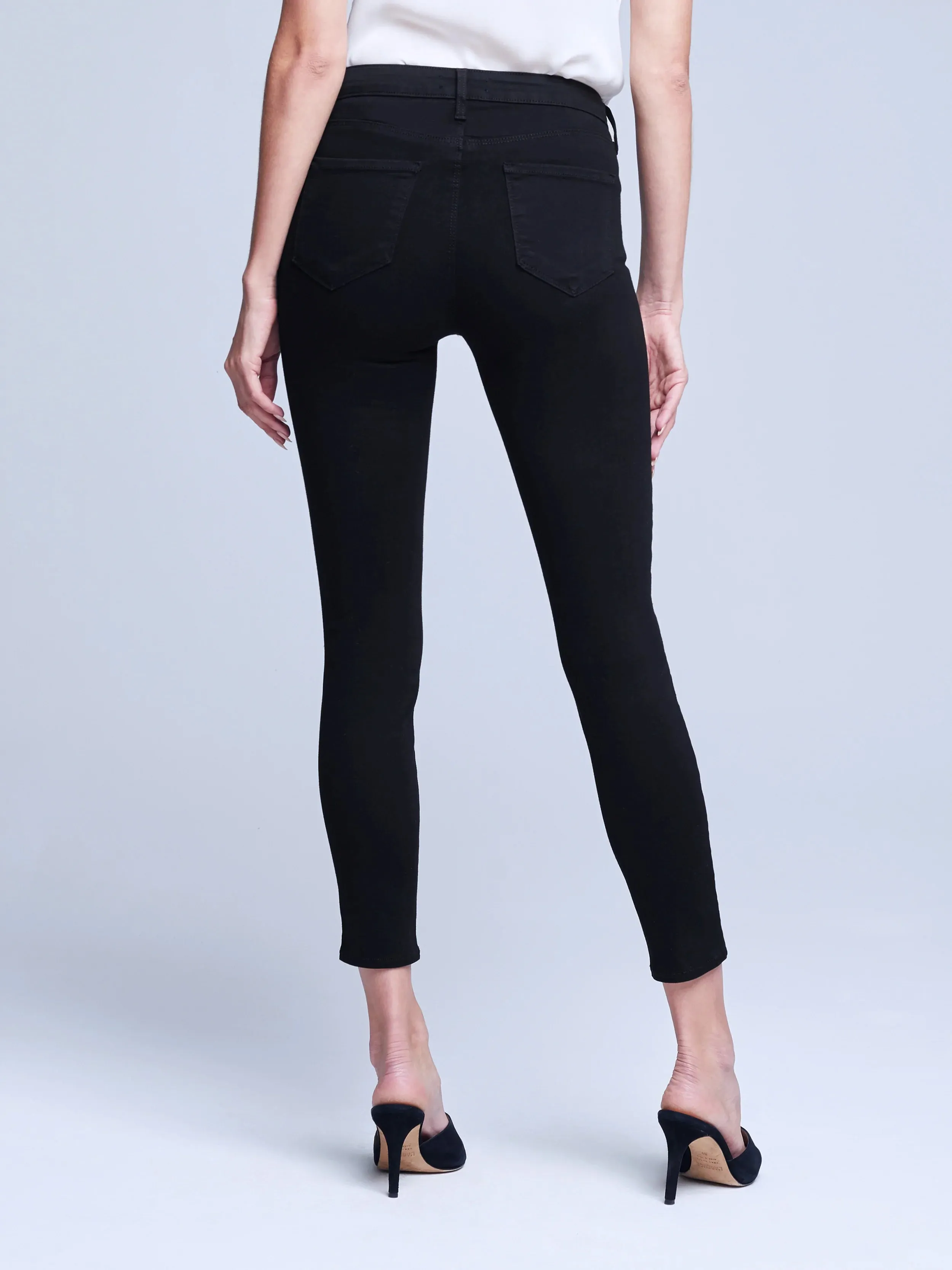 L'Agence Margot High Rise Skinny Jean In Noir Blended Style