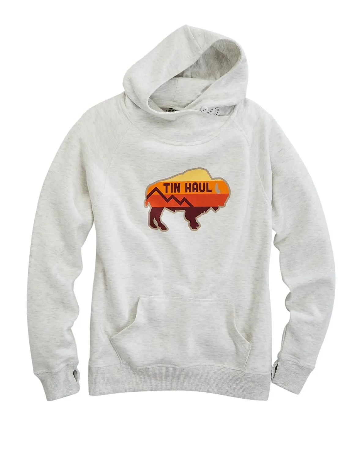 Tin Haul Womens Serape Bison White Cotton Blend Hoodie Trend Setter Vintage Lover