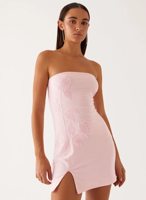 Enora Beaded Mini Dress - Baby Pink Chic Style Luxe Touch Casual Chic Wear Enora Beaded Mini Dress - Baby Pink