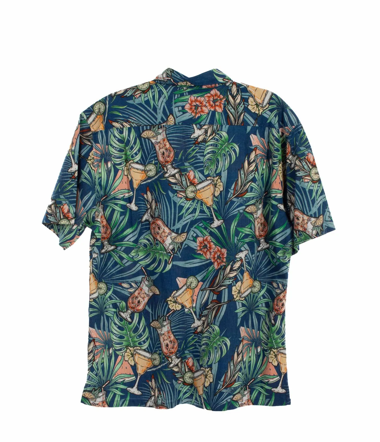 Scully Mens Cocktails and Skulls Blue 100% Cotton S/S Shirt Chill Fit