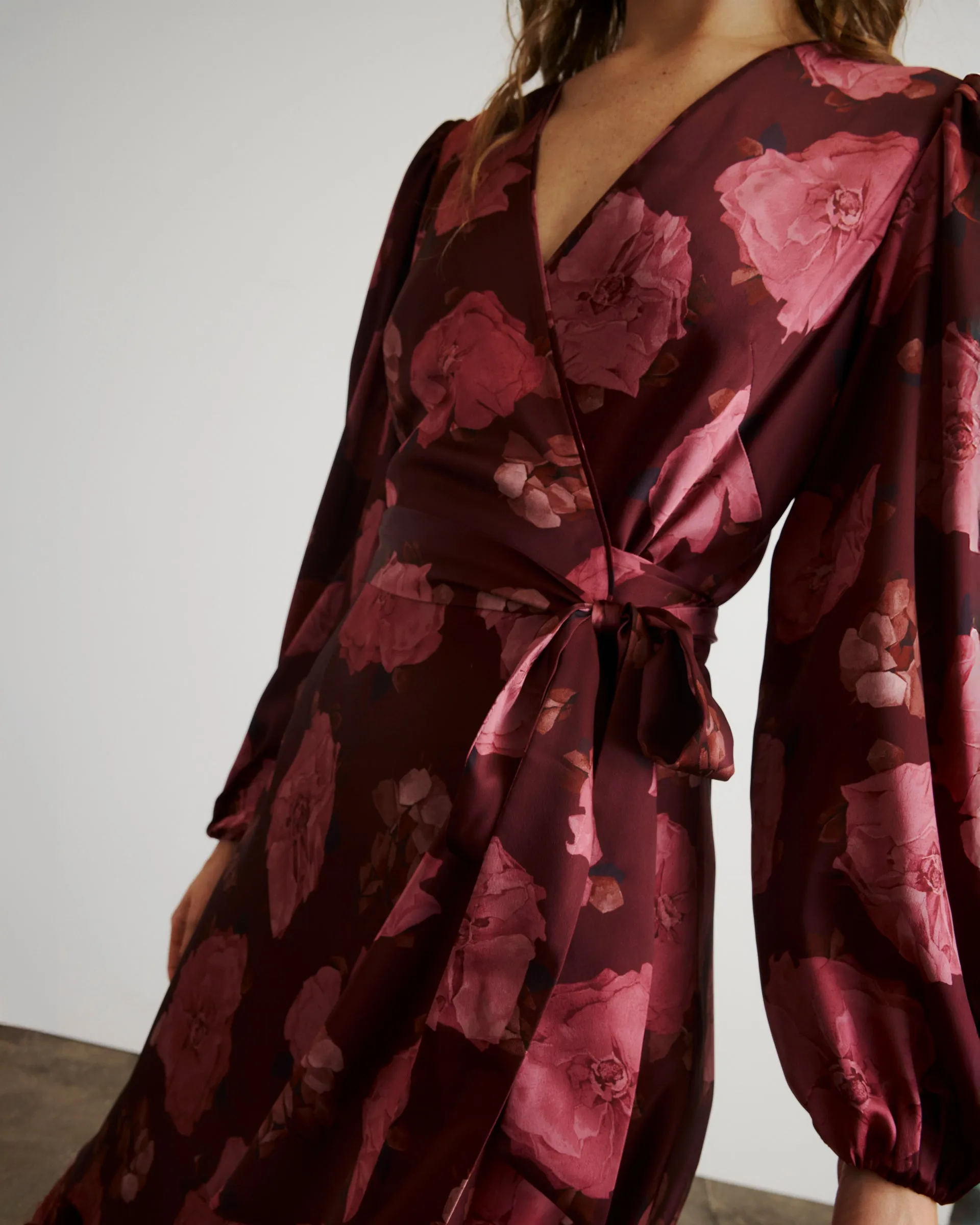 Vibrant Spirit Satin Touch Long Sleeve Blaire Dress