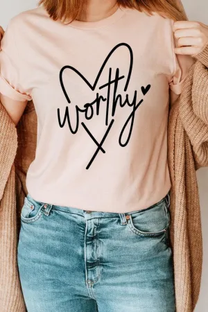 Essential Layer Worthy Heart Easter Basic Graphic Tee S-XL Breathable Style Worthy Heart Easter Basic Graphic Tee S-XL