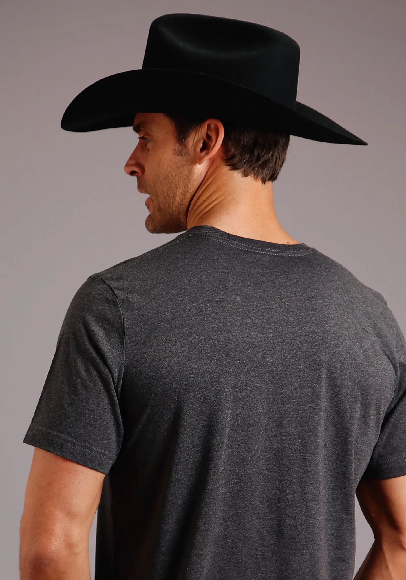 Stetson Mens Grey Cotton Blend 1865 Logo S/S T-Shirt Errand Ready Backpacking Trip