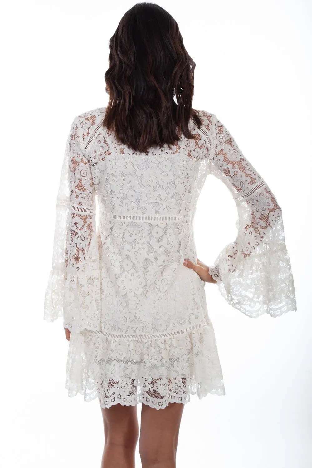 Scully Womens Two Piece Lace Ivory Cotton Blend L/S Dress Softened Denim Material