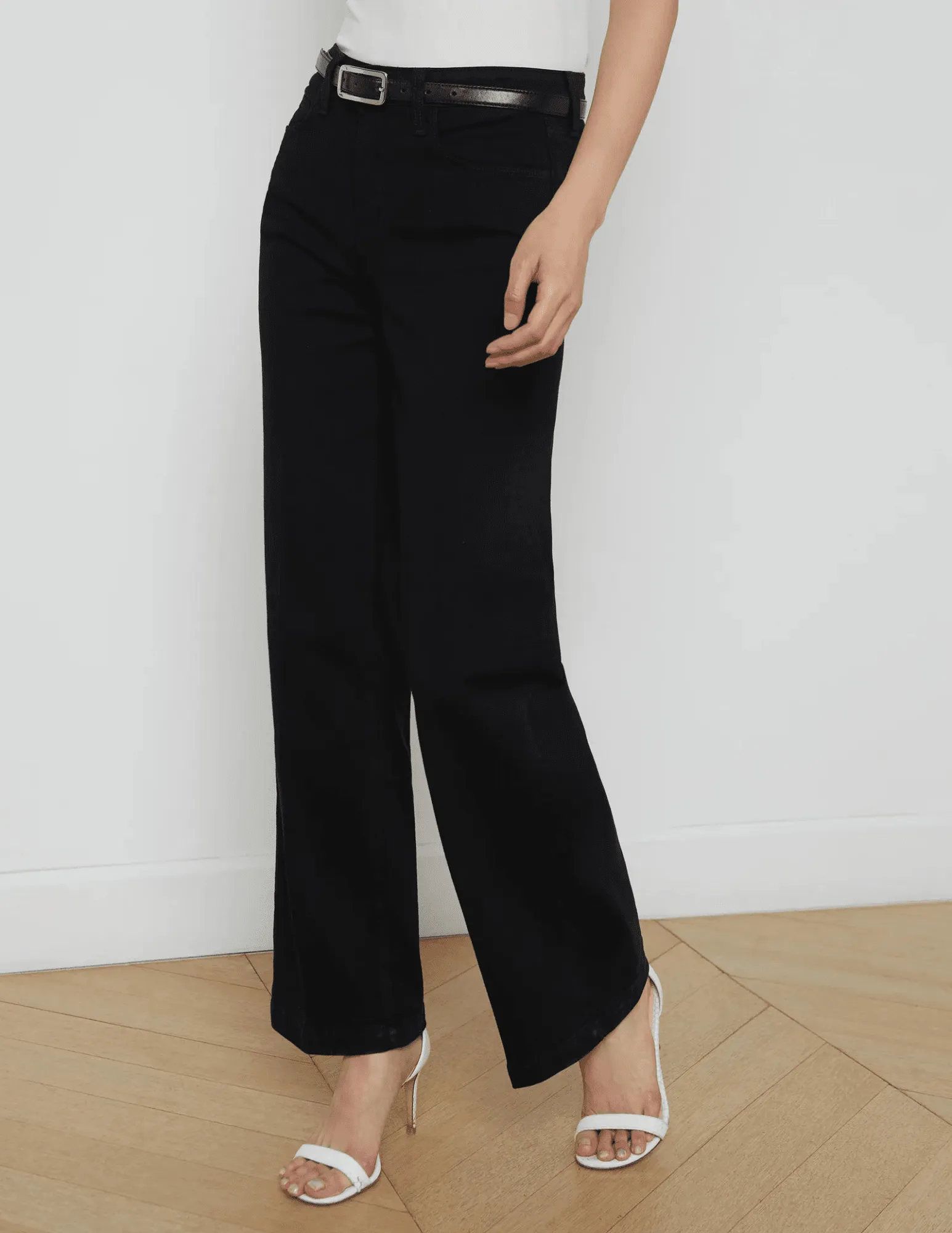 Sustainable Manufacturing L??AGENCE Scottie High Rise Wide Leg Jeans in Black