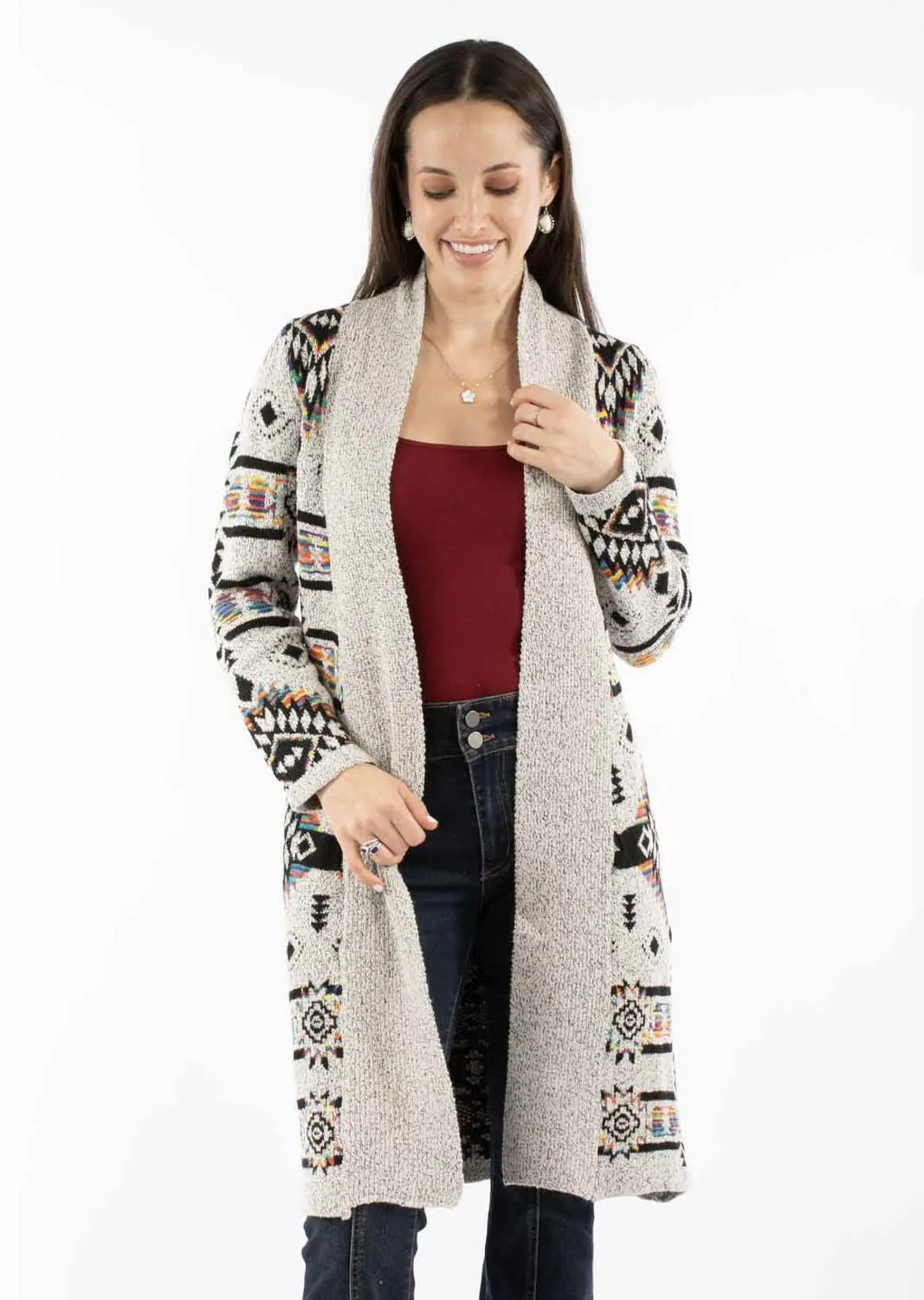 Perfect Waistband Premium Party Look Scully Womens Southwestern Flare Multi-Color 100% Acrylic Cardigan Sweater M