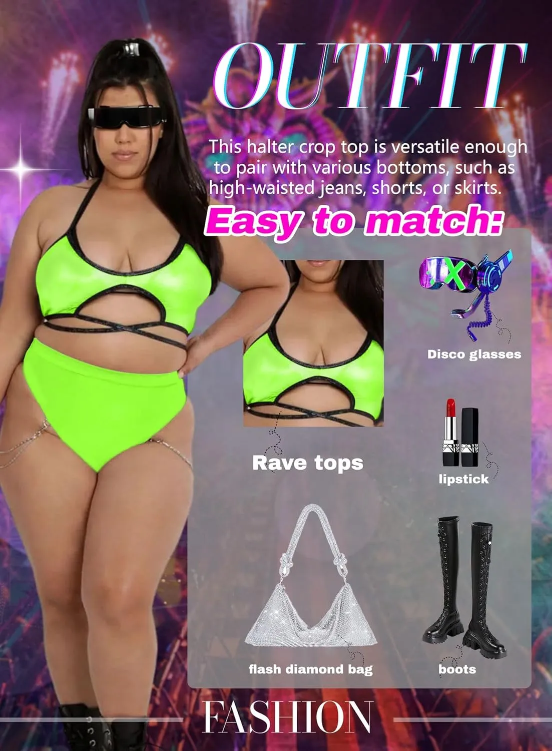 EVELUST Rave Bottoms With Chain For Women - EDC Sexy Thong Bootylicious Shorts Festival High Waisted Pants Party Nightclub