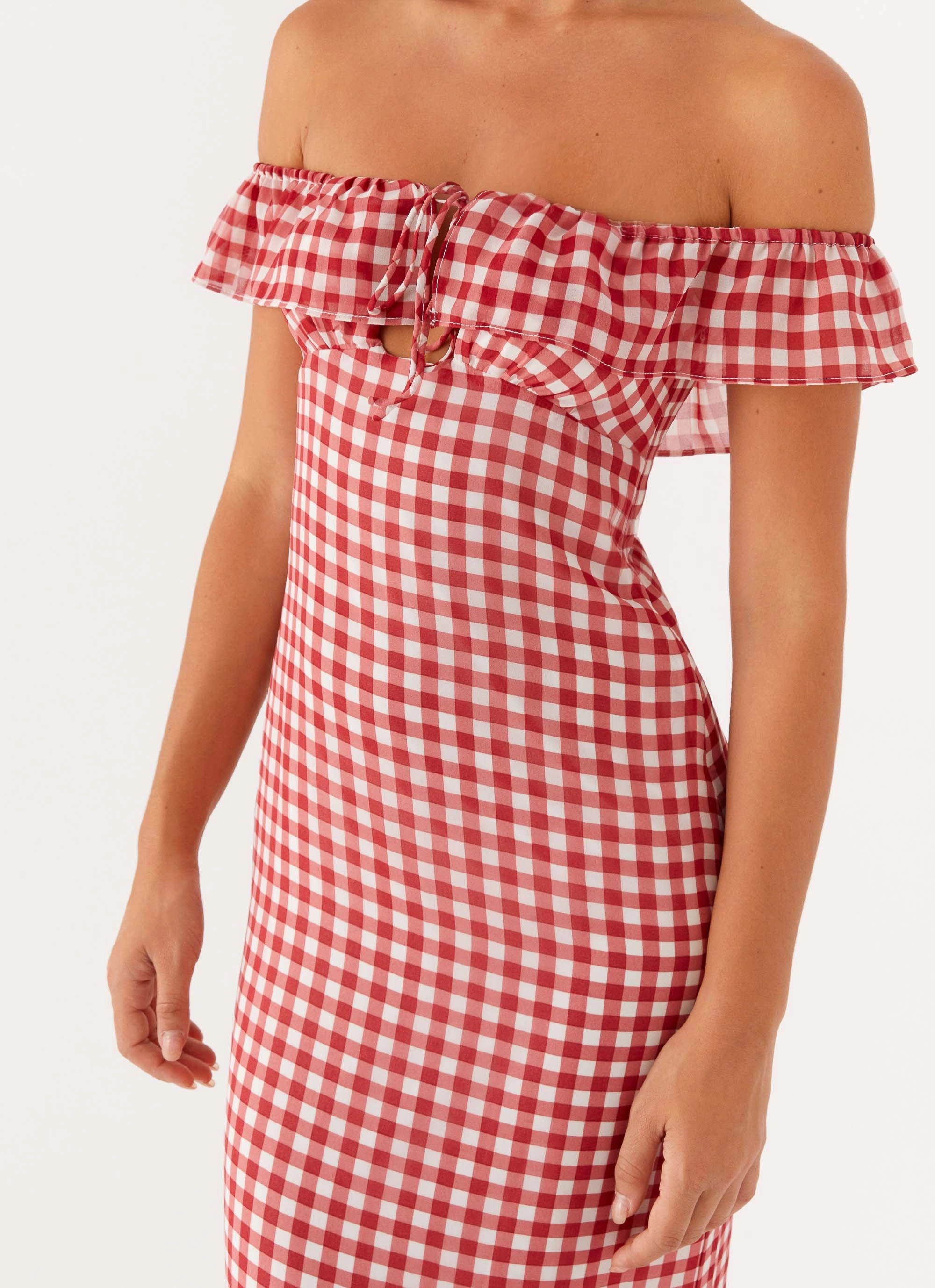 Scarlet Cherry Maxi Dress - Red Gingham Casual Days