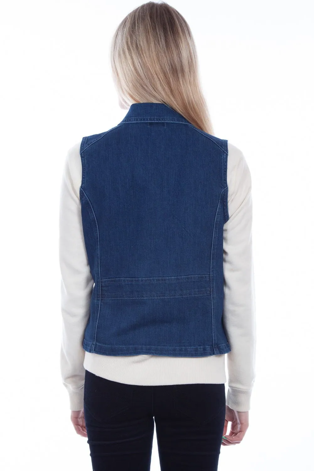 Universal Favorite Scully Womens Denim Cotton Blend Princess Vest