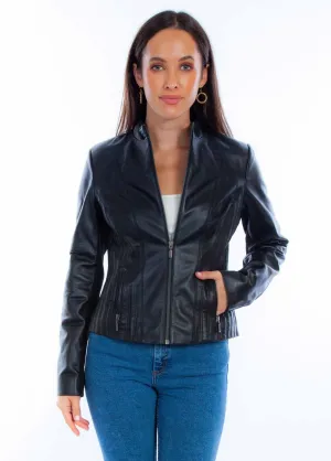 Everyday Detail Scully Womens Ribbed Motorcycle Black Lamb Leather Leather Jacket Scully Womens Ribbed Motorcycle Black Lamb Leather Leather Jacket Fashionable Design Classic Five Pocket Design