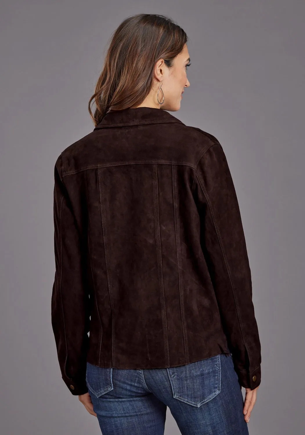 Anytime Wear Stetson Womens Suede Shirt Brown Lamb Leather Leather Jacket