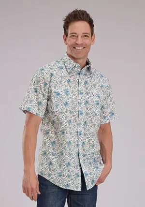Everyday Essential Roper Mens 2463 Vintage Paisley Blue 100% Cotton S/S Shirt Wardrobe Essential slim fit Roper Mens 2463 Vintage Paisley Blue 100% Cotton S/S Shirt