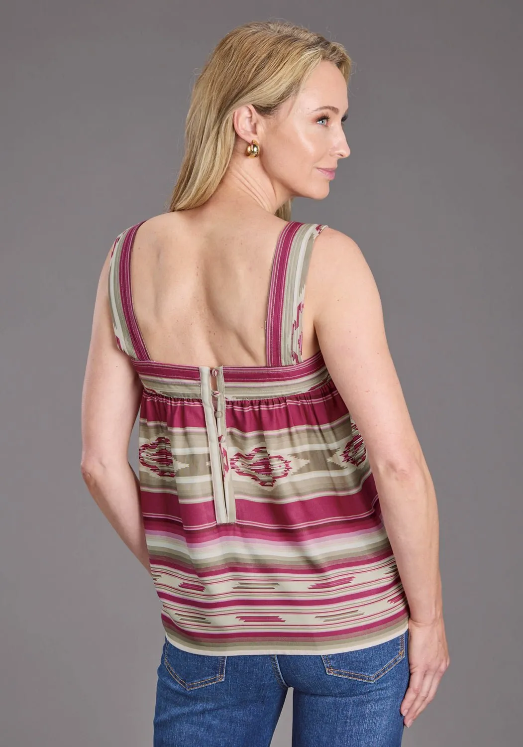 Unisex wear Essential Layer Stetson Womens 2439 Vintage Tapestry Red/Tan 100% Rayon S/L Tank Top