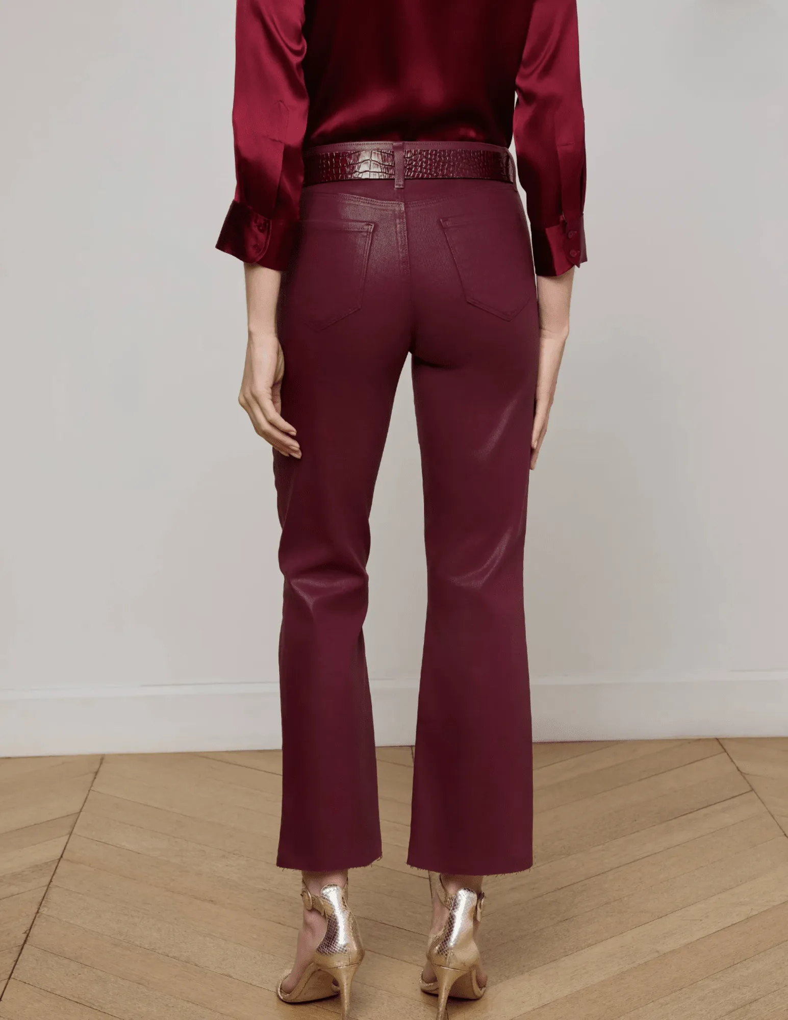 L'AGENCE Kendra High Rise Cropped Coated Jeans In Dark Port Picnic Style Creative Look Minimalist Style Home Comfort Teen Outfit