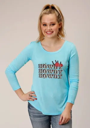 Everyday Form Roper Womens Howdy Blue Poly/Rayon L/S T-Shirt Relaxed Taper Roper Womens Howdy Blue Poly/Rayon L/S T-Shirt