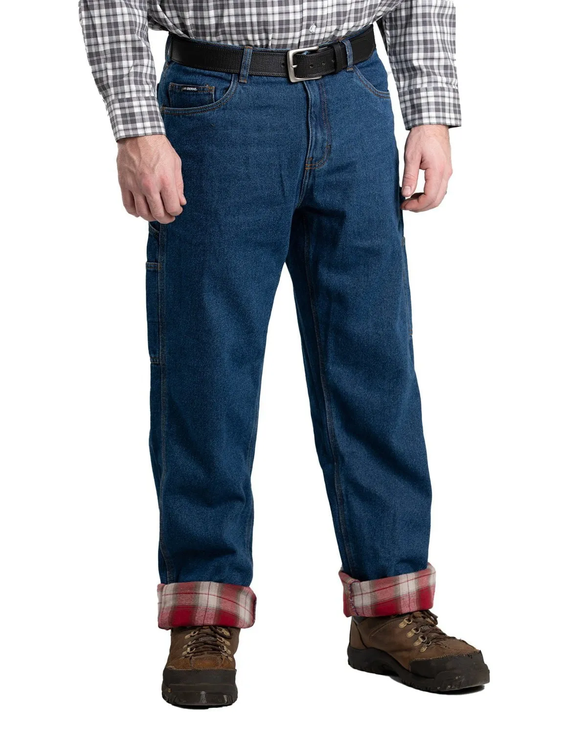 Street Fashion Breathable Berne Apparel Mens Heartland Flannel-Lined Stone Wash Dark 100% Cotton Jeans