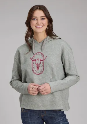 Everyday Profile Roper Womens Longhorn Fleece Grey Cotton Blend Hoodie Fashionable Look Relaxed Style Roper Womens Longhorn Fleece Grey Cotton Blend Hoodie