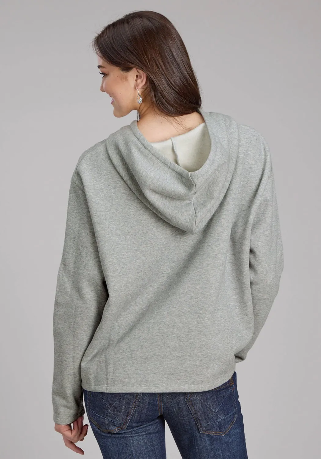Traveler Gear Winter Warmth Smooth Roper Womens Longhorn Fleece Grey Cotton Blend Hoodie