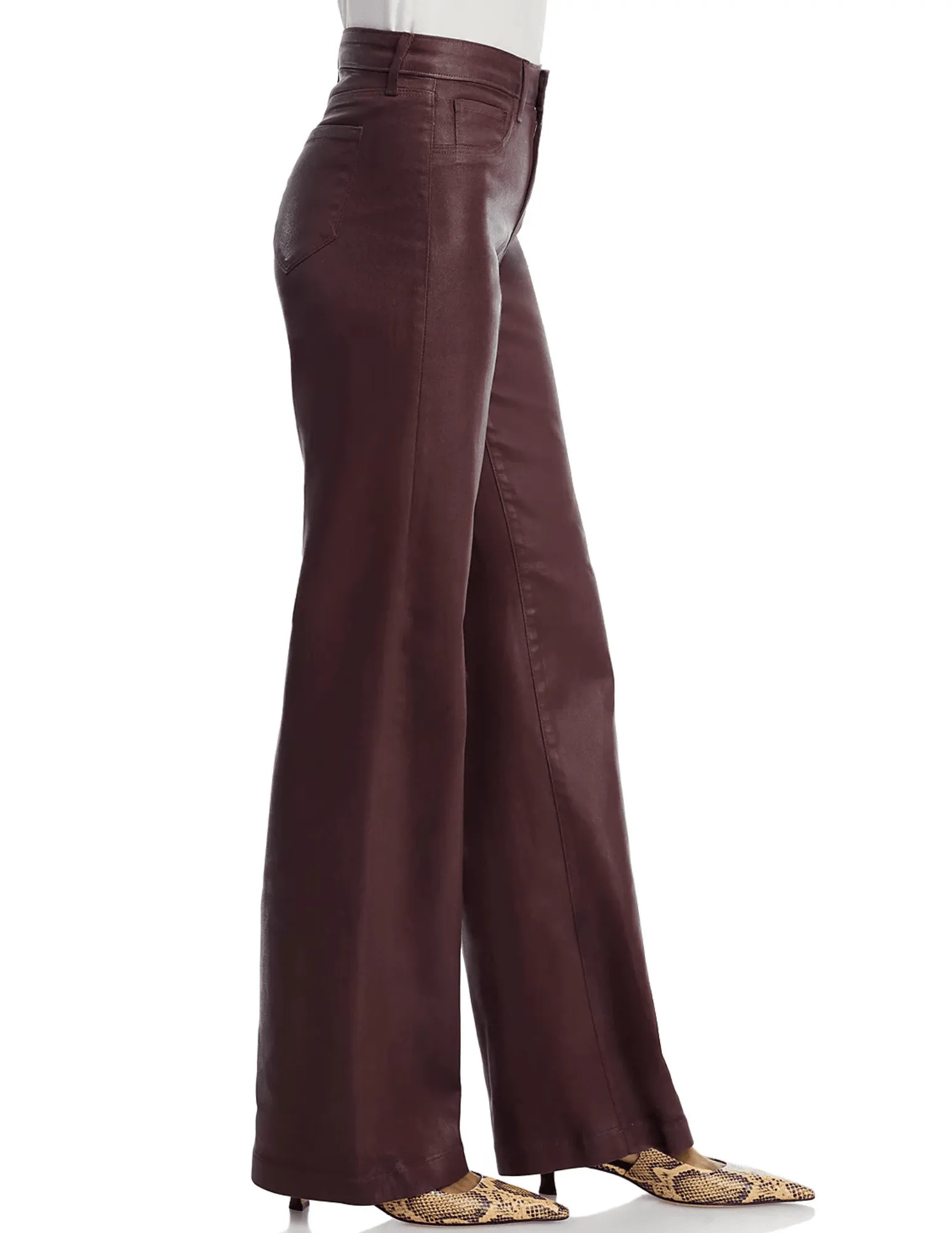 High Durability Thread L'AGENCE Scottie Coated High Rise Wide Leg Jeans in Chocolate Coated