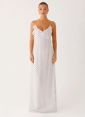 Everyday Chic Harri Maxi Dress - White Polka Dot Harri Maxi Dress - White Polka Dot StretchableKnit