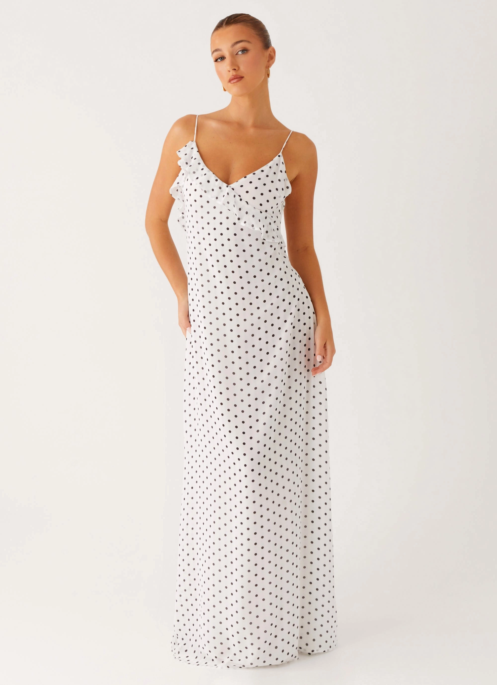 Soft Appeal Harri Maxi Dress - White Polka Dot
