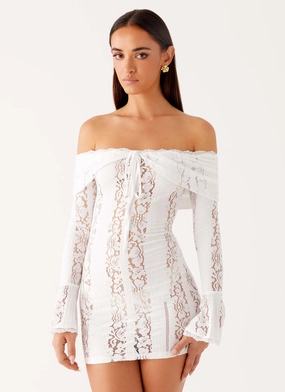 Everyday Comfort Wear Syvanna Lace Mini Dress - White Syvanna Lace Mini Dress - White Clean Outfit Chic and Elegant