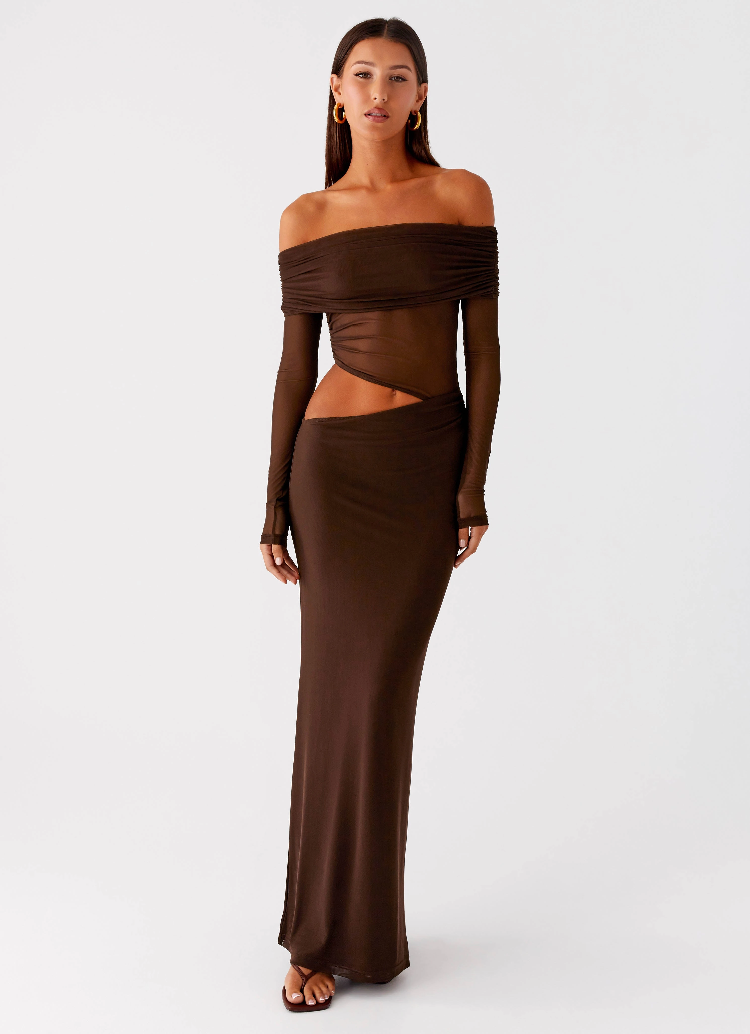 Art Spirit Peach Tone Emery Maxi Dress - Chocolate