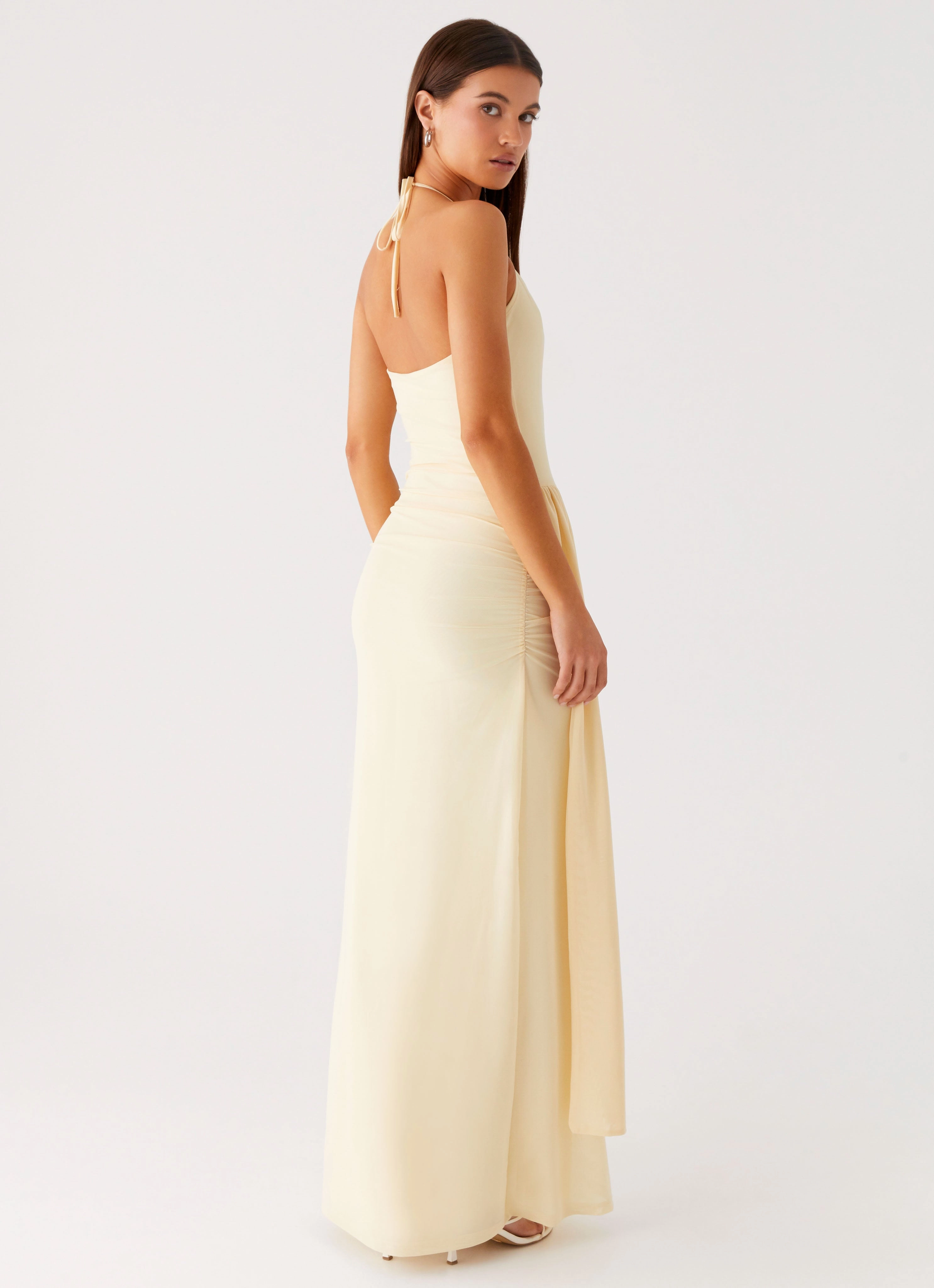Flattering bodycon dress Signal Halter Maxi Dress - Sunny Yellow