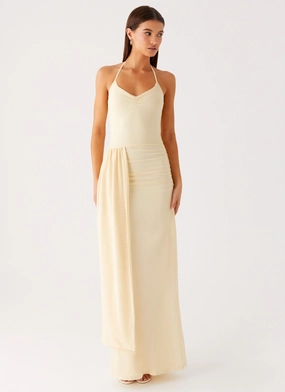 Everyday Essential Signal Halter Maxi Dress - Sunny Yellow Easy Comfort Perfect Fit Look Signal Halter Maxi Dress - Sunny Yellow
