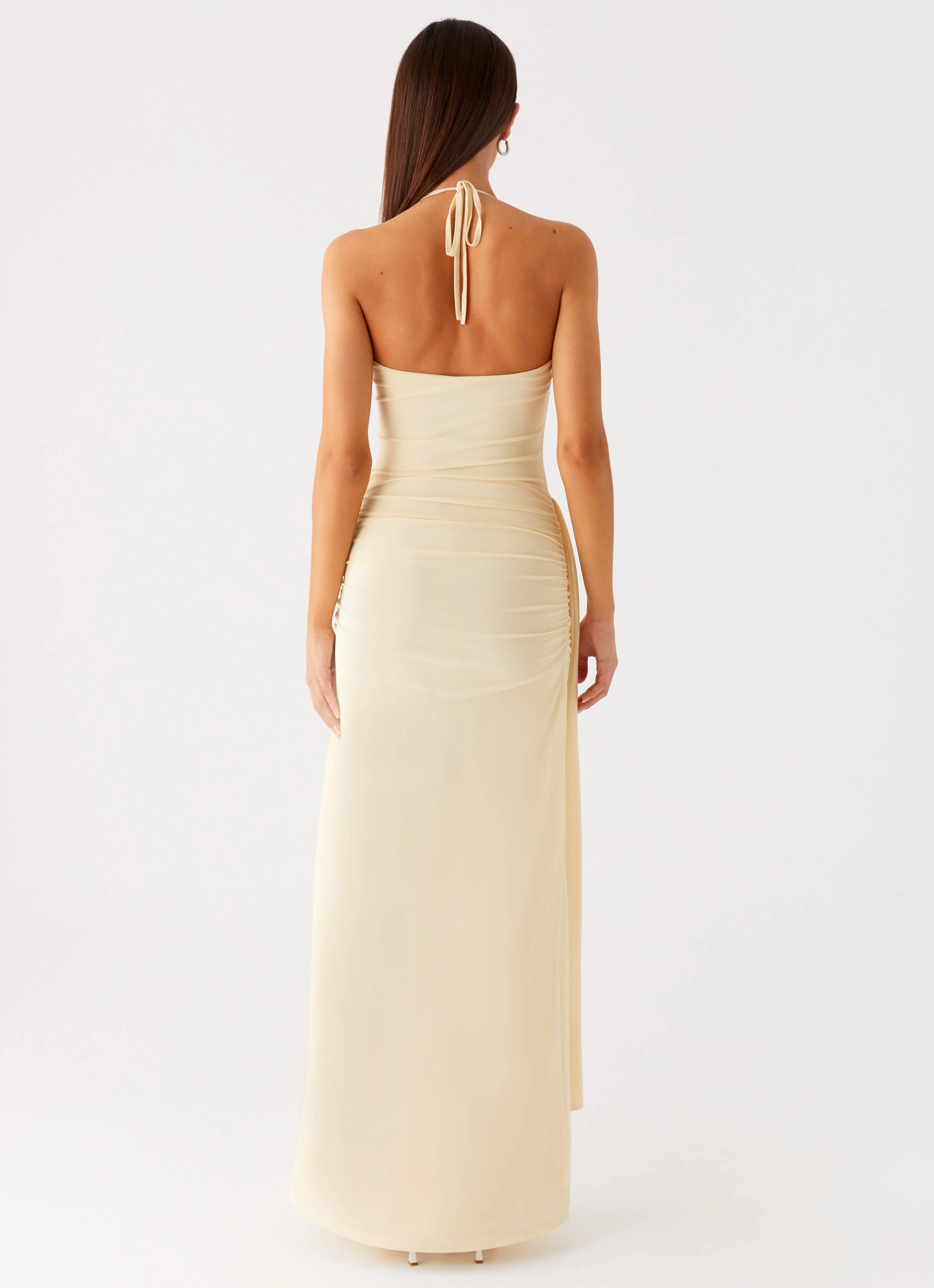 Floral Comfort Signal Halter Maxi Dress - Sunny Yellow