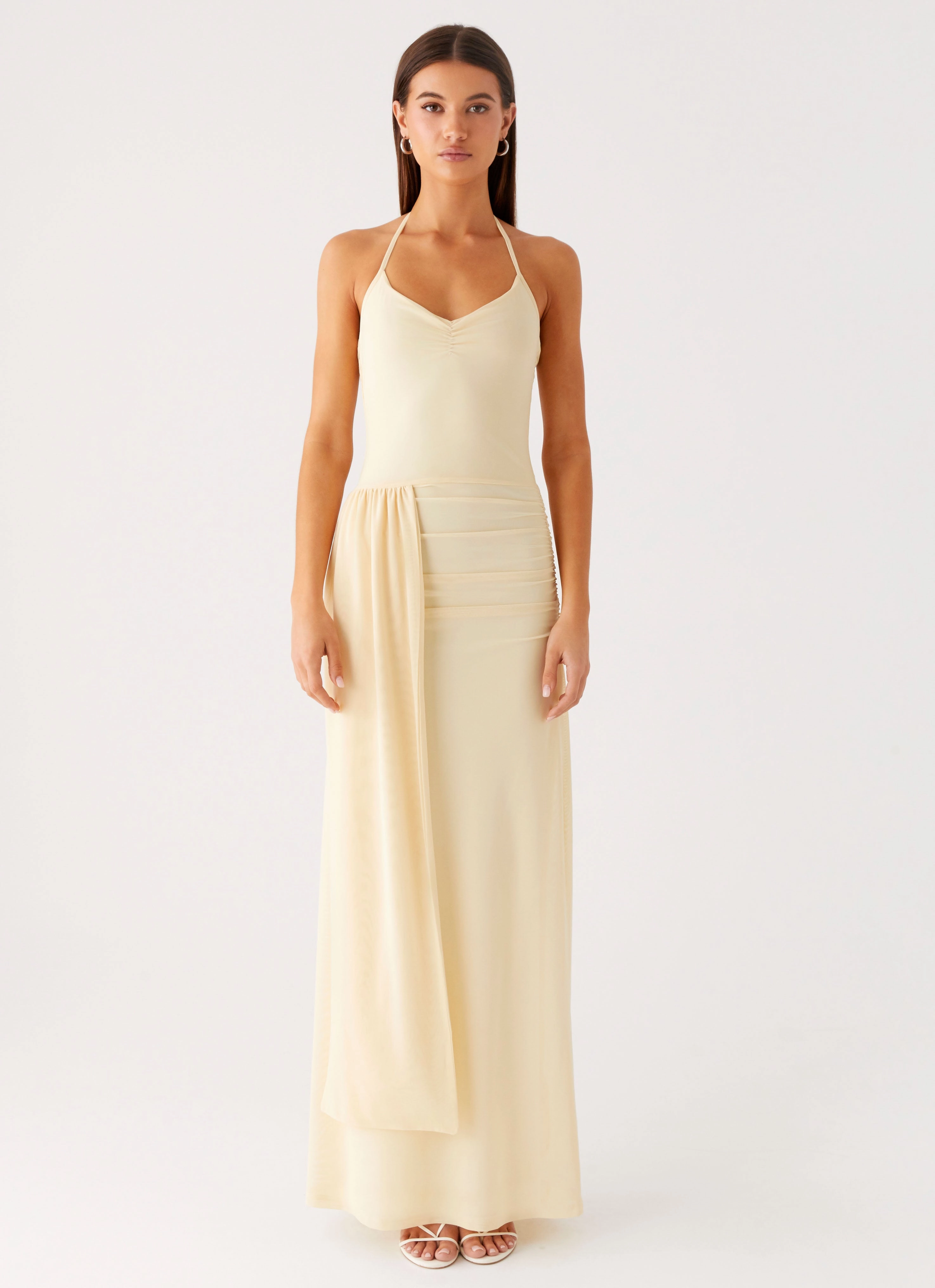 Refined Simplicity Signal Halter Maxi Dress - Sunny Yellow