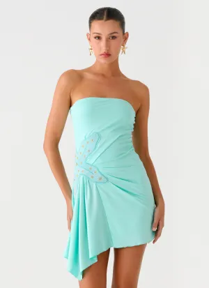 Exclusive Design Ocean Dream Strapless Mini Dress - Turquoise Fresh Motion Timeless Wear Ocean Dream Strapless Mini Dress - Turquoise