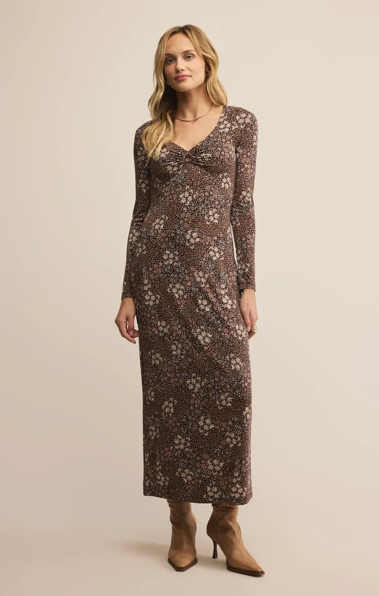 Durable-Fabric Flattering bodycon dress EXHALE SABLE FLORAL MIDI DRESS