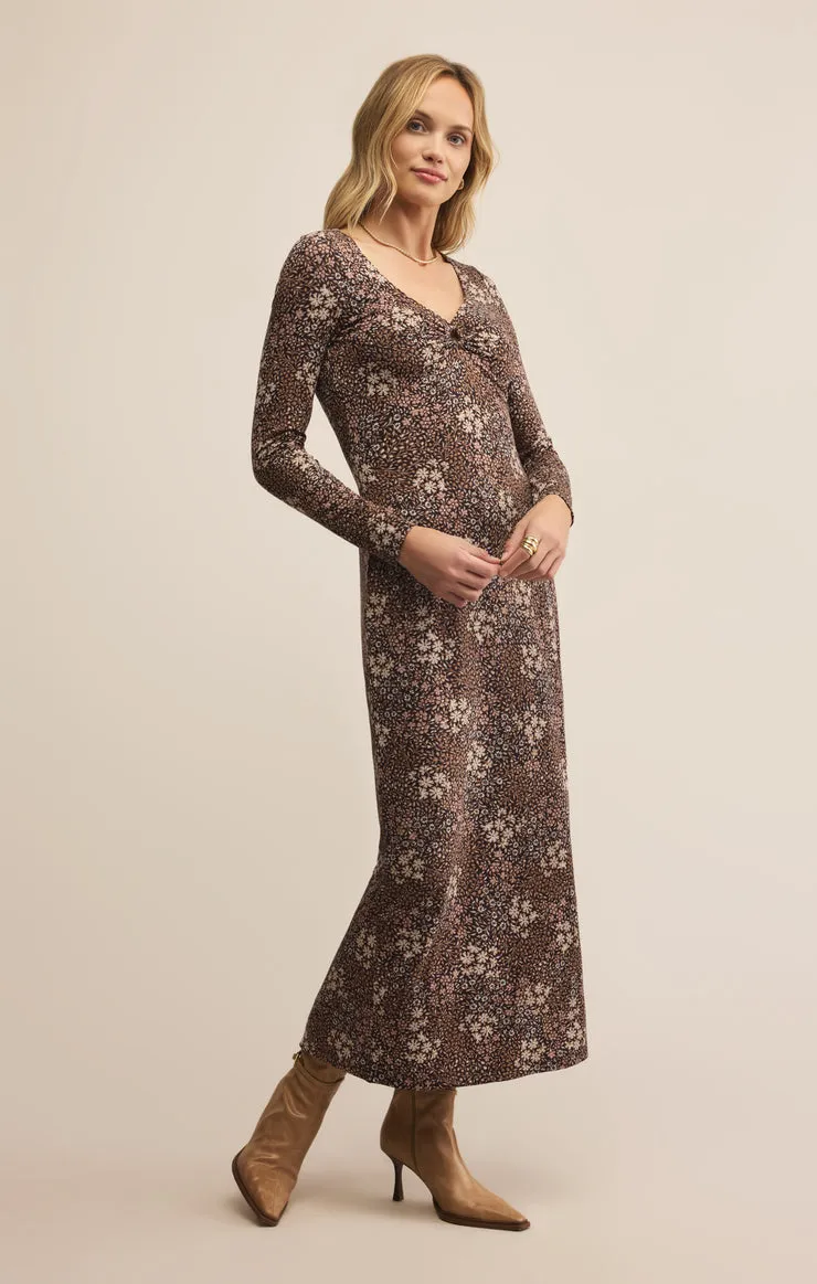 Garden Scene EXHALE SABLE FLORAL MIDI DRESS