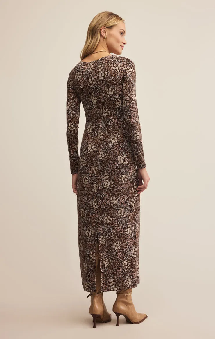 Polished Details EXHALE SABLE FLORAL MIDI DRESS
