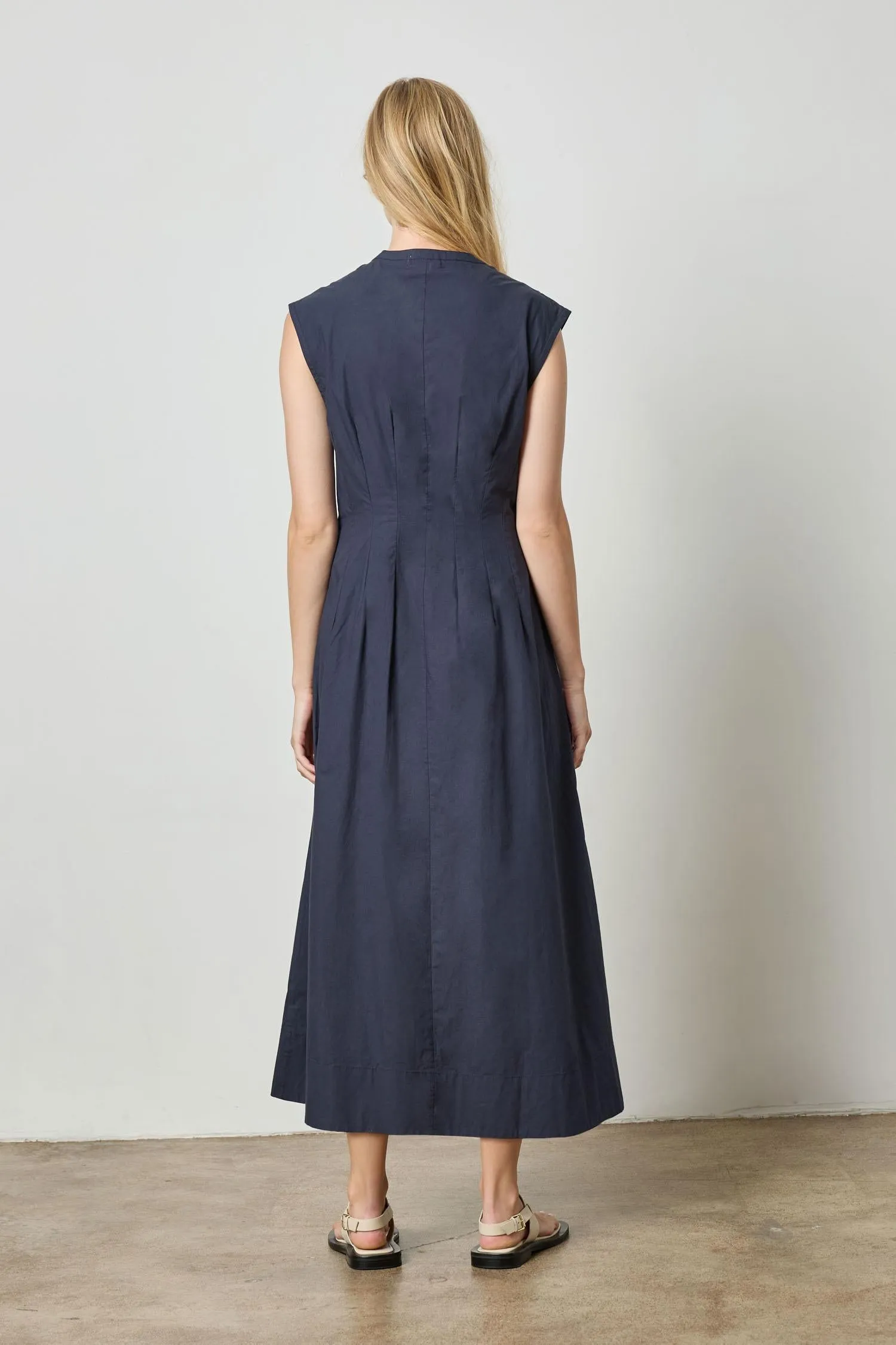 Tie-dye Seasonal Mood Sleeveless Seamed Maxi Dress in Navy